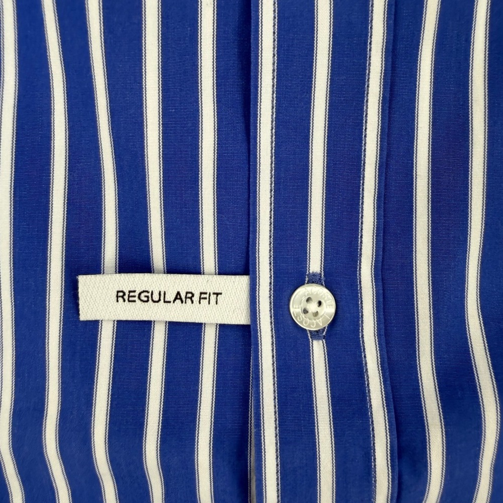 Lacoste Regular Fit Striped Button Down Shirt Mens XL 45 White Cotton Blue - Picture 10 of 16